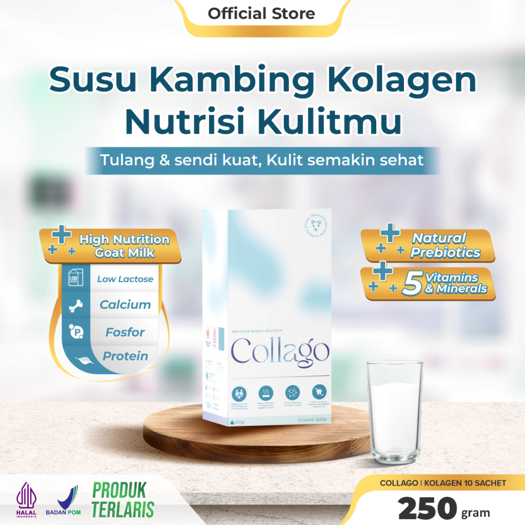 

Ternak Syams - Collago Susu Kambing Dengan Fish Collagen 10 sachet Rasa Original memperkuat tulang otot sendi kesehatan kulit elastisitas