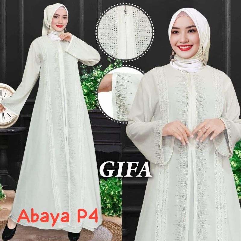 Abaya P4 gamis putih kaftan premium
