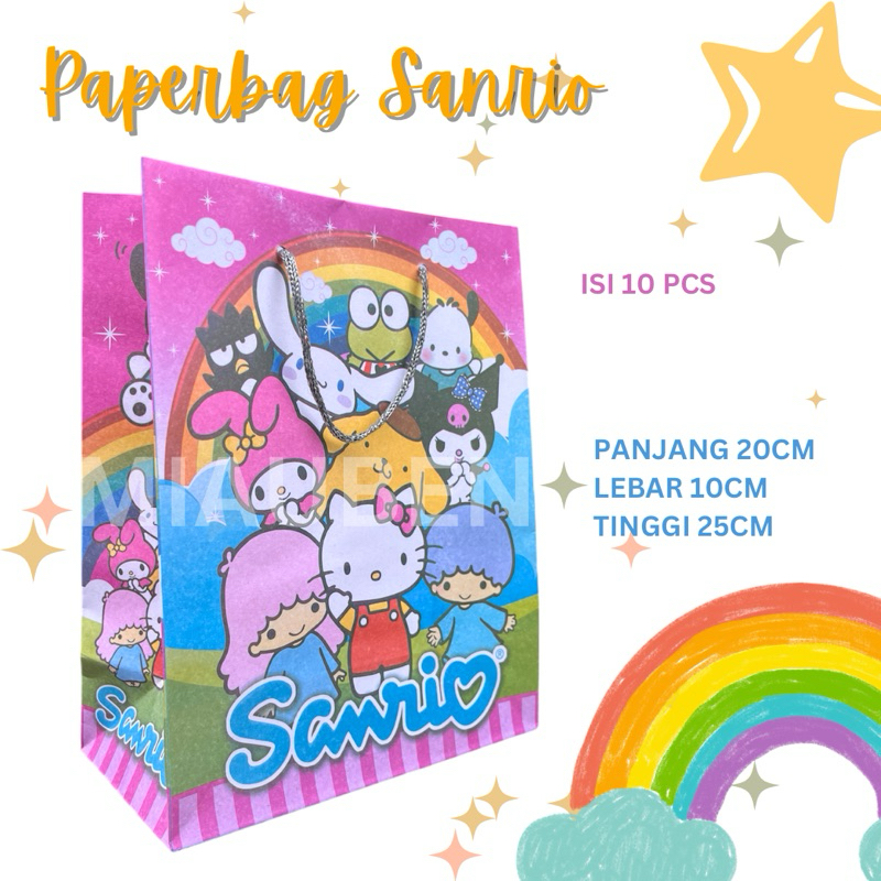 

isi 10 paperbag souvenir ultah anak sanrio hello kitty 20x10x25
