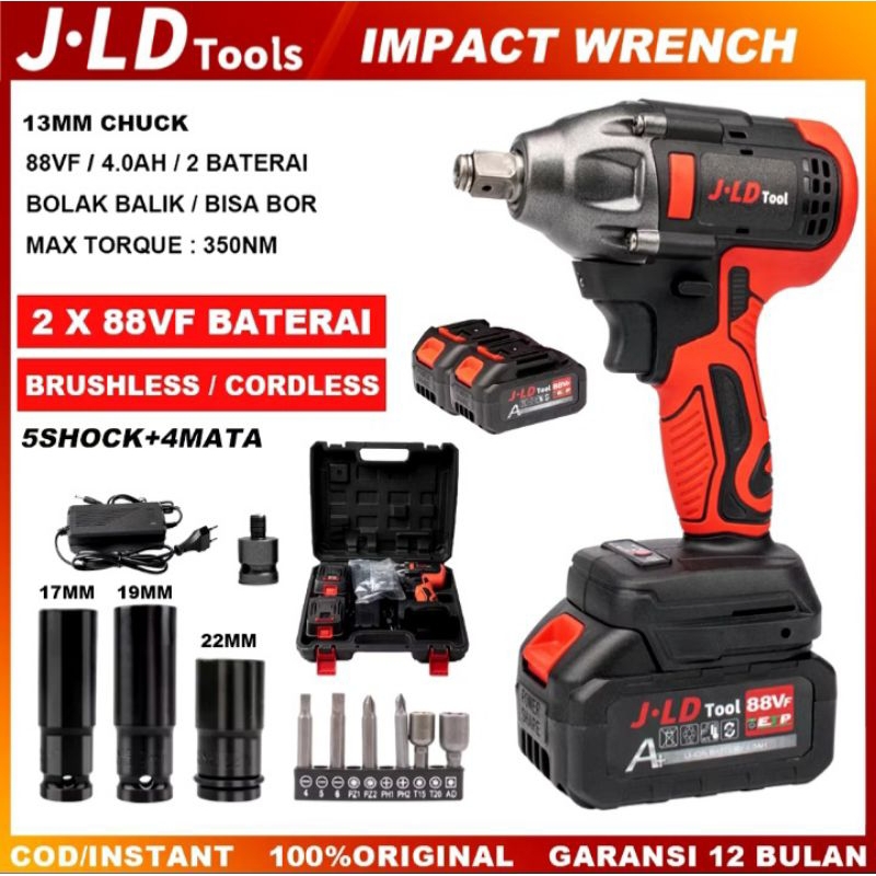 JLD IMPACT WRENCH CORDLESS - MESIN BOR 48V 2 BATERAI JV88 J.LD Tools