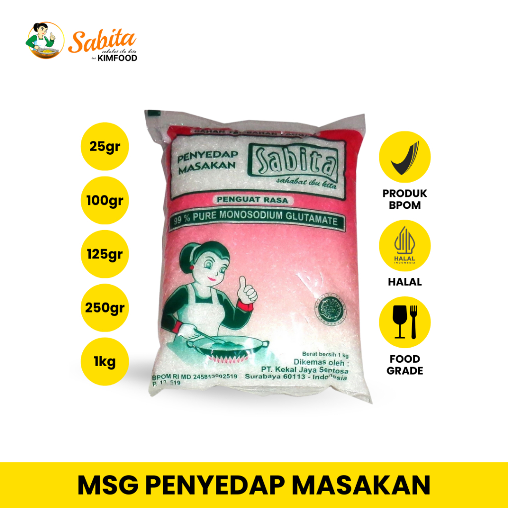 

SABITA - Bumbu Penyedap Rasa Serbaguna MSG 250gr, 1kg | HALAL BPOM Food Grade | Cocok untuk Masakan & Bumbu Dapur