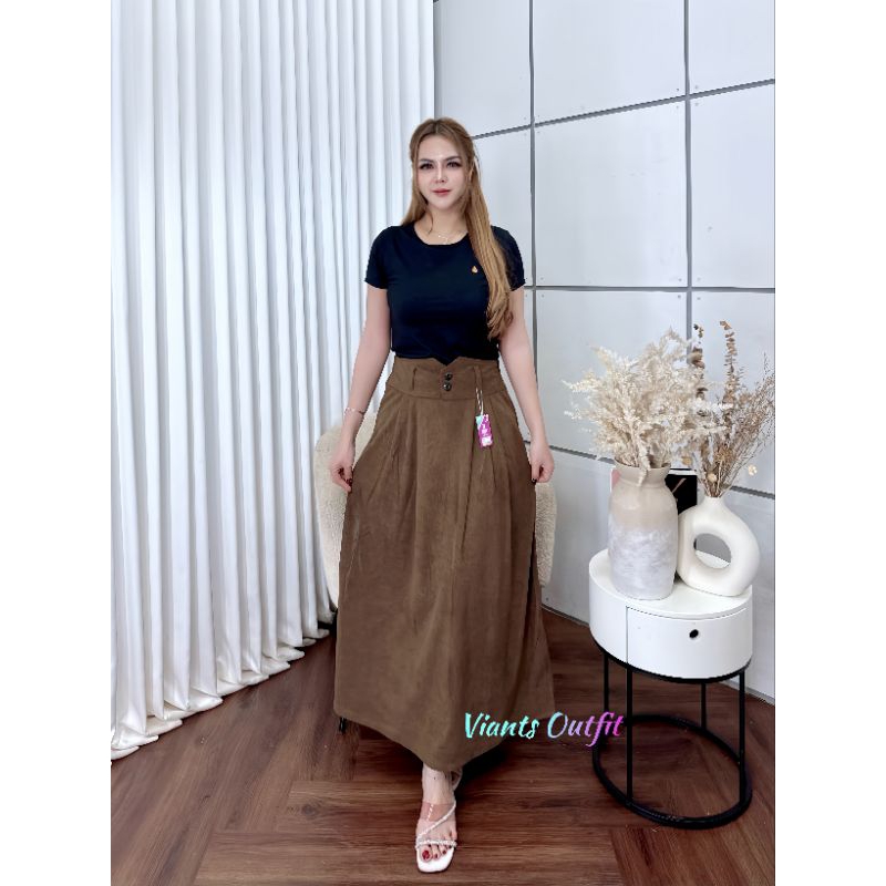 Rok Corduroy Premium Tebal - Rok wanita Trendy Maxi dan Midi