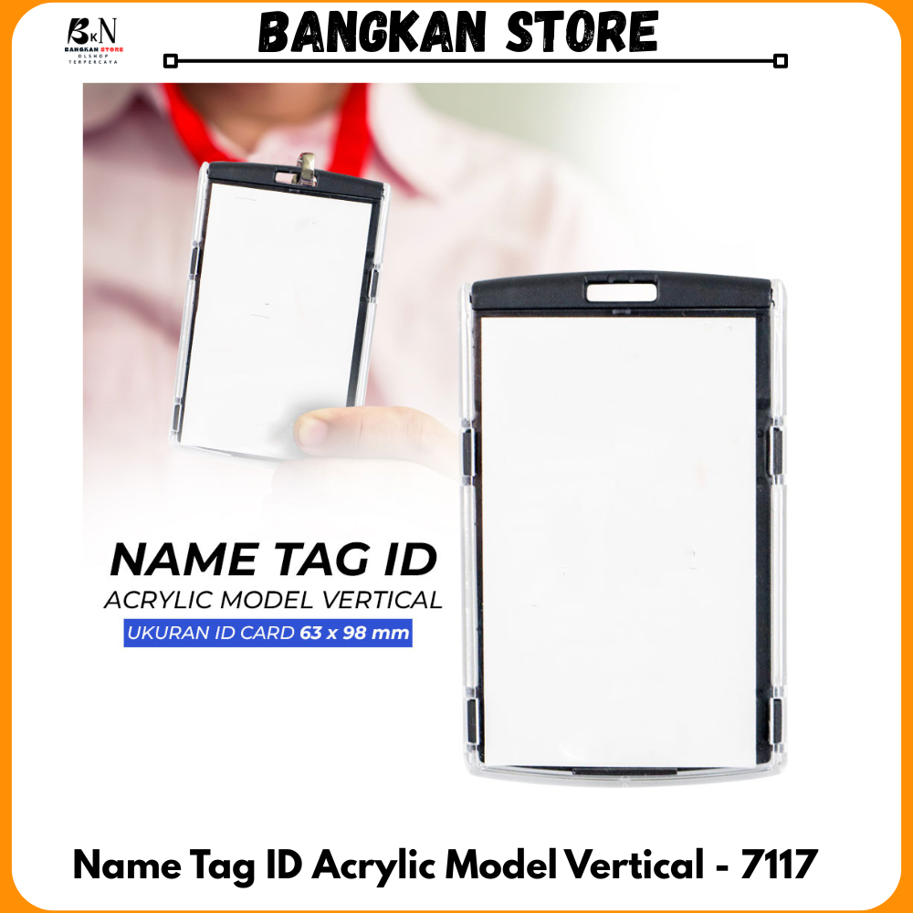 

Name Tag ID Acrylic Model Vertical - 7117 / Tempat Kartu Nama