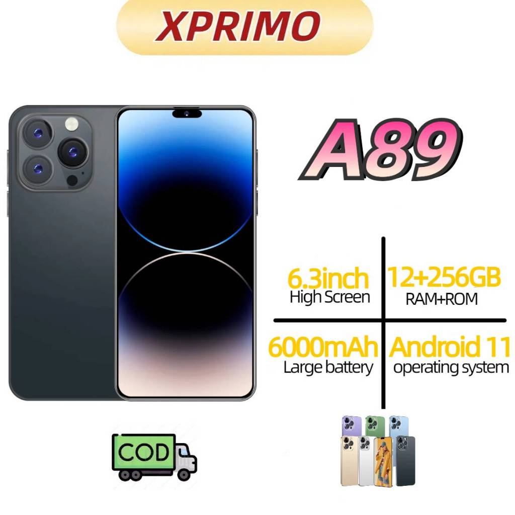 Ponsel pintar A89 Ponsel Android Layar 6,3 inci Baterai besar 6000 mAh Garansi 5G satu tahun