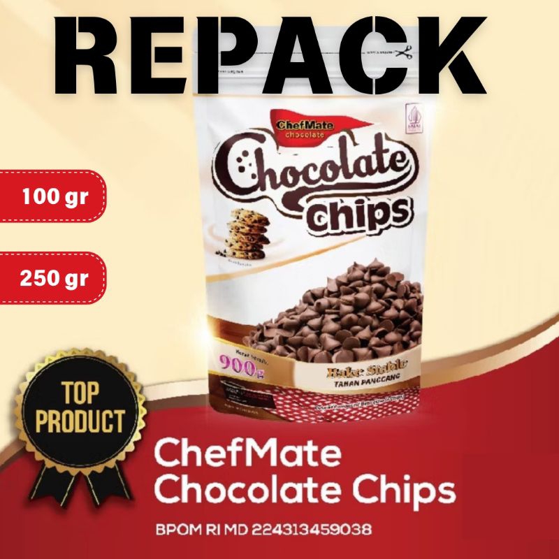 

CHEFMATE 100GR 250GR DARK CHOCOLATE CHIPS BAKE STABLE FOR MAKING FOOD SNACK COKLAT UNTUK KUE KUDAPAN COOKIES CAKE GANACHE CHOCOLATE FILLING