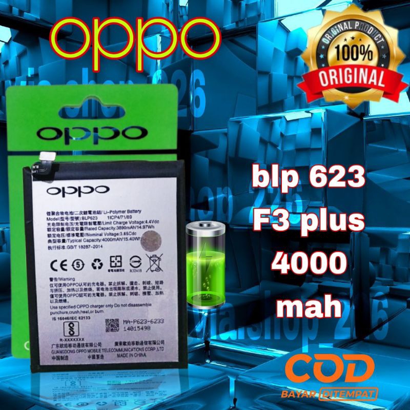 baterai Oppo F3+ blp 623 batre F3 plus blp623 f3plus battery