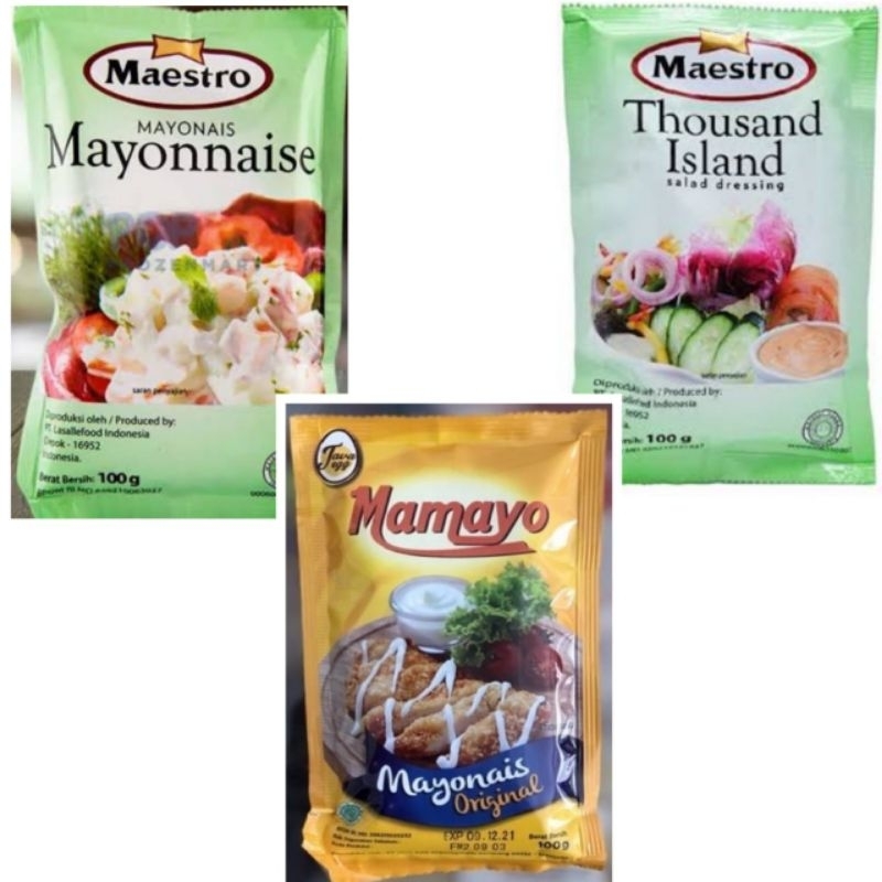 

MAYONAISE SACHET 100G (MAESTRO/ MAMAYO) / Mayonais Original/ Thousand/1000 Island
