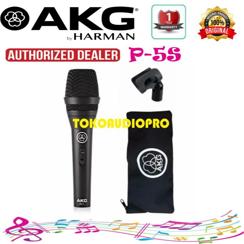 Mic AKG P5S Dynamic Handheld Supercardioid Lead Vocal Mic Switched P-5S