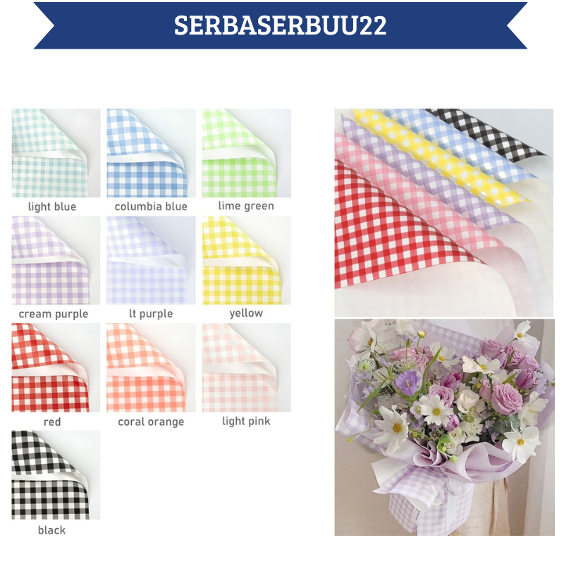 

Kertas Bunga Buket Motif Gingham Plaid Square Kotak Kotak Flower Wrapping Cellophane KB020 SS22