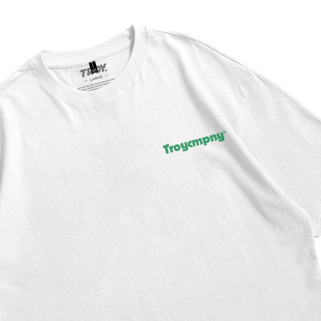 Troy Company Oversize Tshirt White Simply Green - Kaos Oversize Putih Lengan Pendek OVD 3119