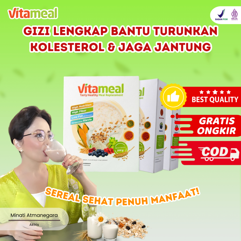 

[ORIGINAL] Paket 3 Box Vitameal Sereal Oat Organik Cegah Magh Kolesterol Cocok untuk Diet Kalori Produk Asli COD 200g VITAMILK HERBAL