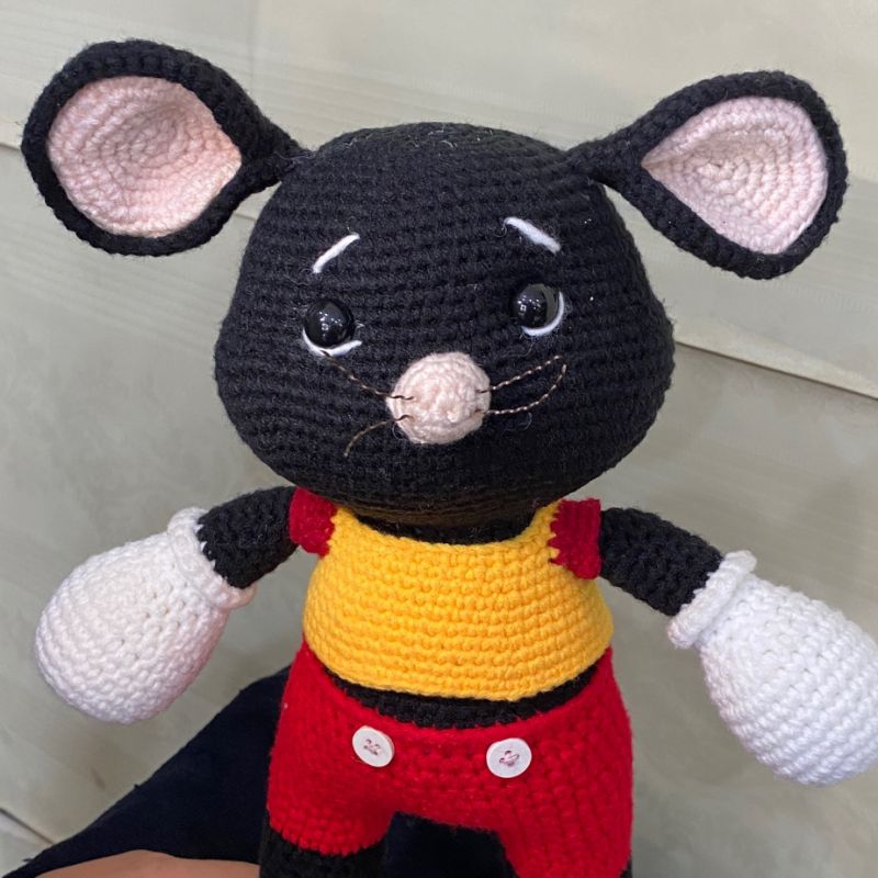 MOSI Si TIKUS JUMBO TIKUS RAJUT  HANDMADE VIRAL AMIGURUMI READY STOK/BONEKA BESAR BAHAN LEMBUT LUCU 