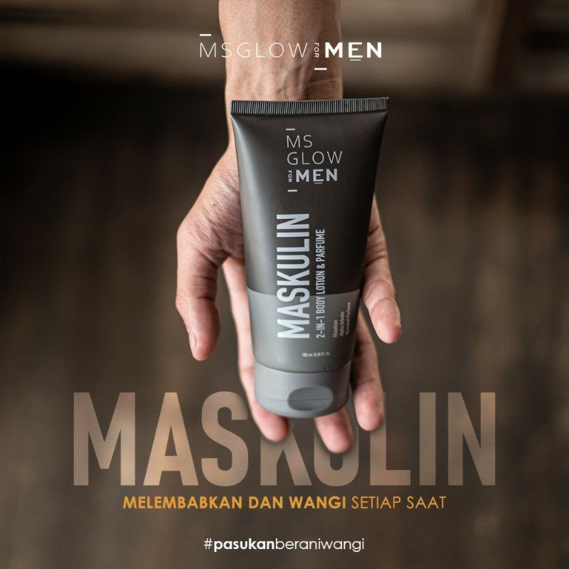 MS GLOW MASKULIN BODY LOTION 2-IN-1 | MS GLOW BODY LOTION MEN | HAND BODY MS GLOW MEN | BODY LOTION 