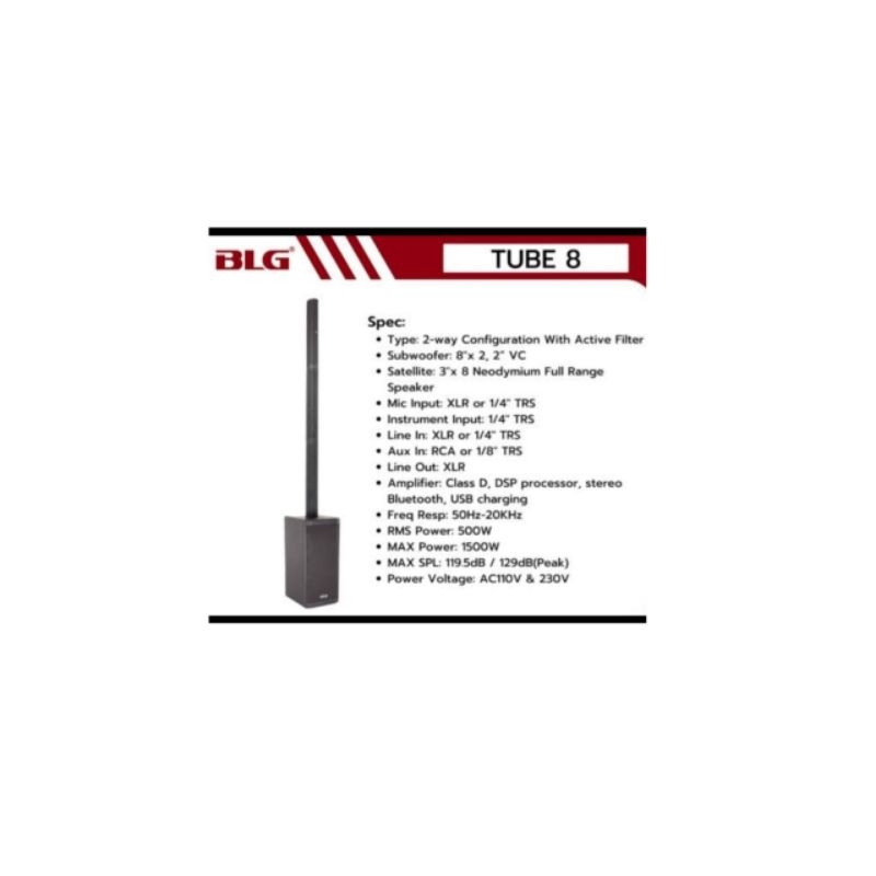 speaker aktif BLG TUBE 8 II1500 Watt Powered Column Loudspeaker bluetooth karaoke garansi.