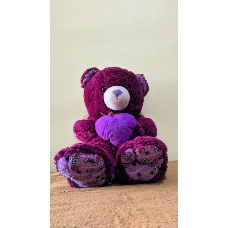 Boneka tedy bear jumbo ungu  (preloved)