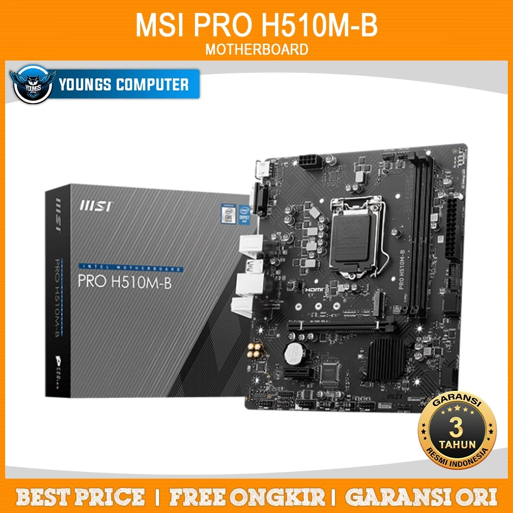 MSI PRO H510M-B Intel LGA 1200 DDR4 NVME mATX H470 Penerus H410 gen 10