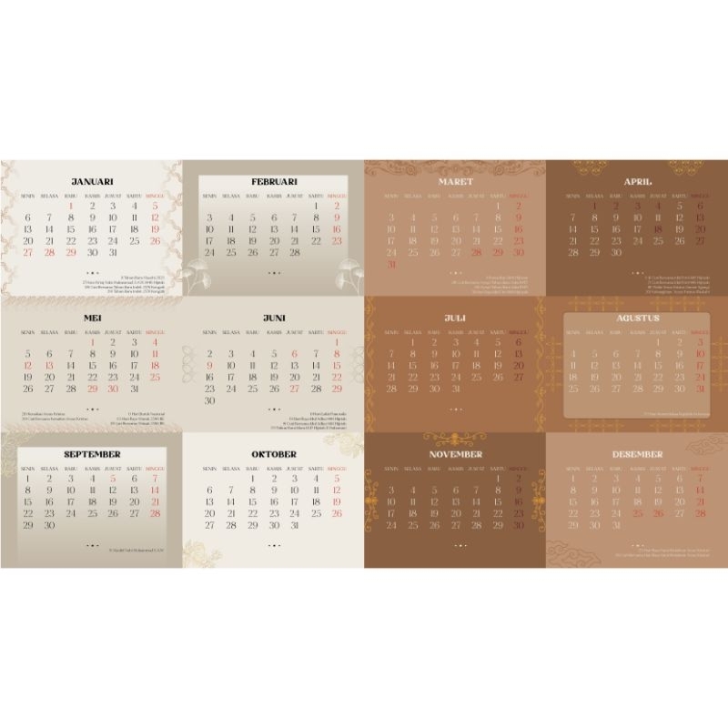 

KALENDER MINI 2025 [Stiker] Style Nostalgia Retro, Aesthetic Cream, Aesthetic Flower / Bunga, Batik, Gradite, Retro