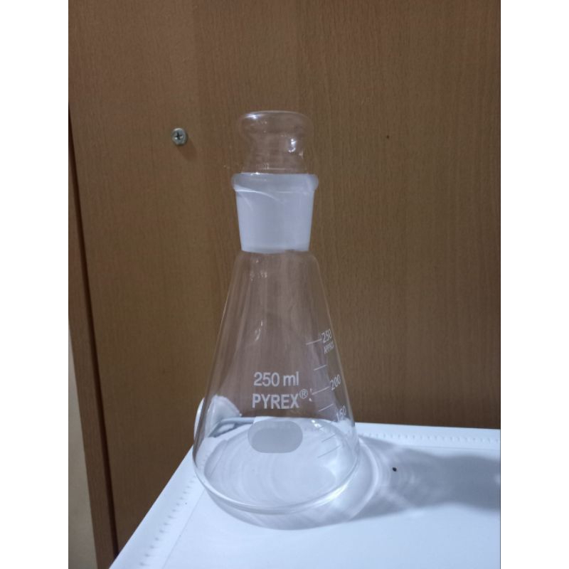 erlenmeyer 250 ml pyrex asah + tutup stoper
