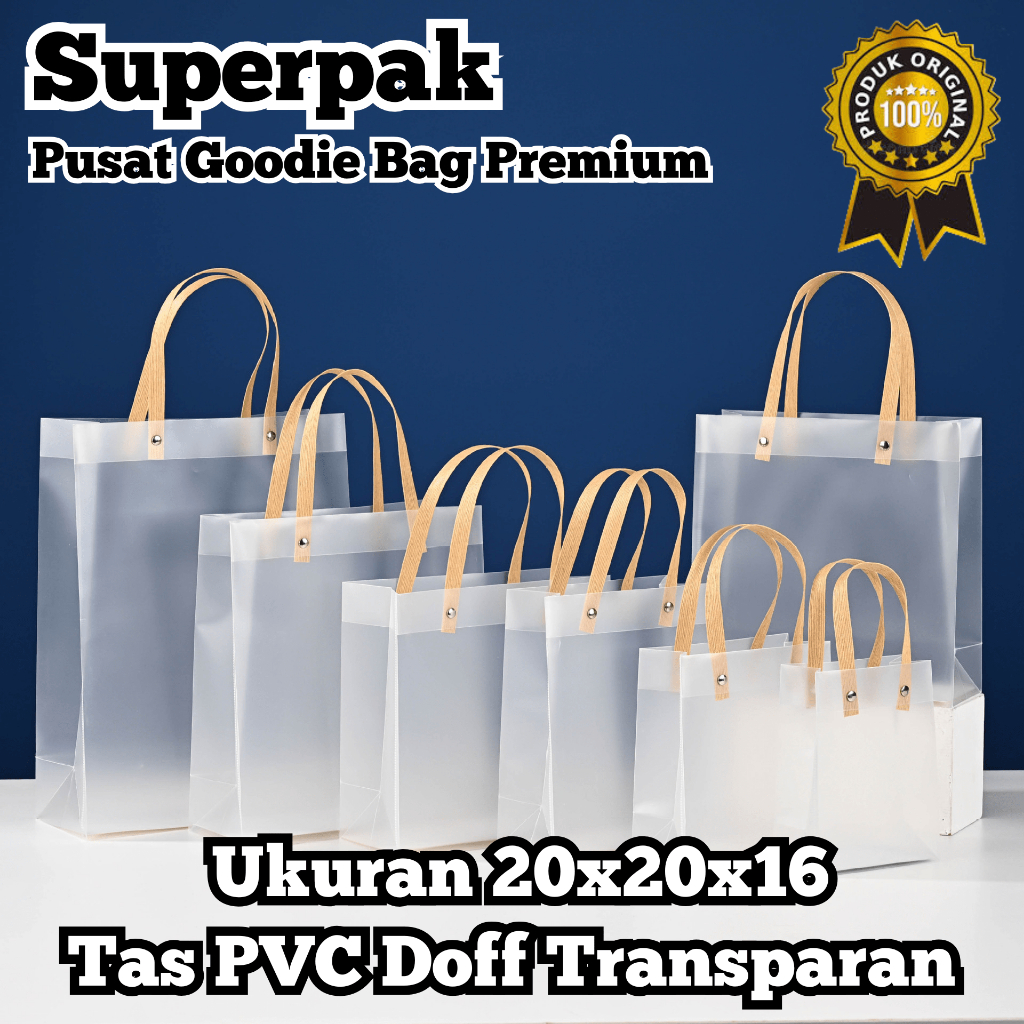

[ GROSIR PER 10 PCS ] Goodie Bag Doff 20x20x16 PVC Transparan Tas Ulang Tahun Lebaran Natal Premium