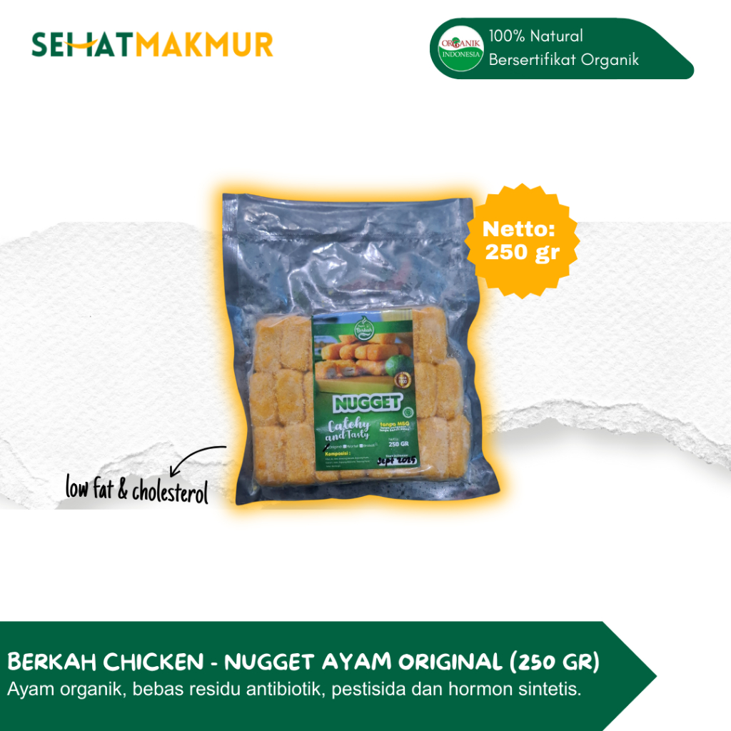 

Berkah Chicken Organik - Nugget Ayam Organik Original (250 gr) (Ayam Organik Prebiotik, Bebas Antibiotik, Pestisida dan Hormon Sintetis)