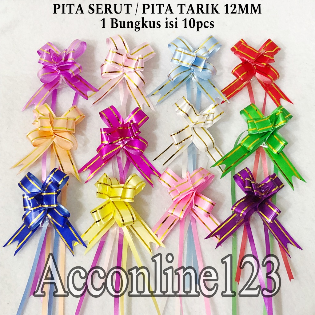 

Pita Tarik List Emas 12mm / Pita Sarut Hiasan Parcel Souvenir Per 1 Bungkus Isi 10pcs