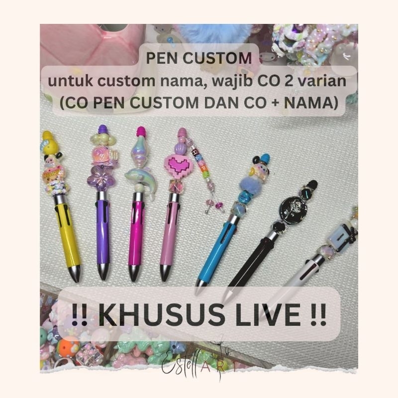 

LIVE ONLY CUSTOM PULPEN BEADS / Pena 4 warna Kustom Manik Manik Luxury / Bisa Request Tambah Nama