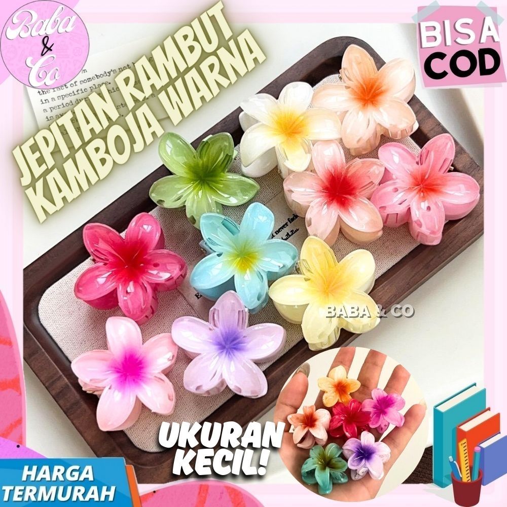 JEPITAN RAMBUT KOREA BUNGA KAMBOJA KECIL JEPITAN KAMBOJA BENING WARNA JEDAI KAMBOJA WANITA ELEGAN JE