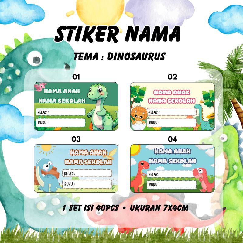 STIKER NAMA DINOSAURUS