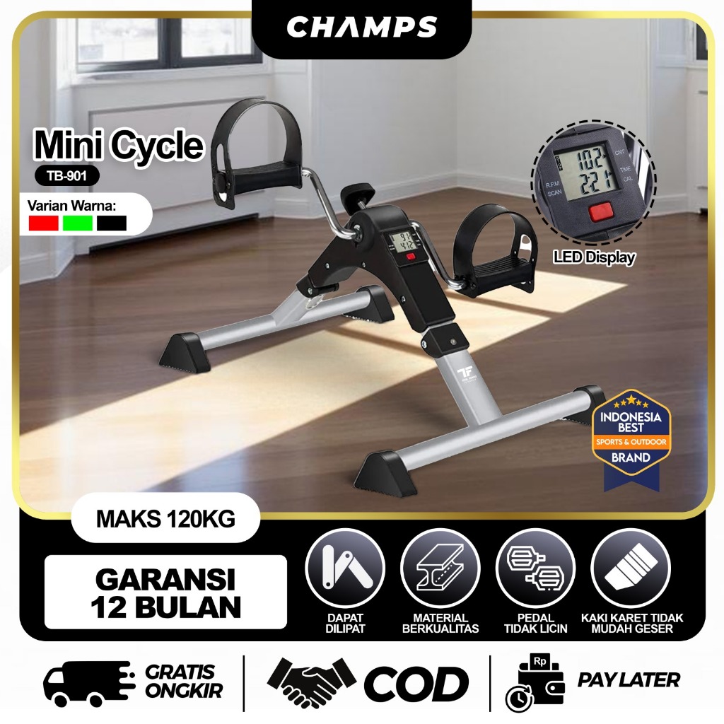 CHAMPS Sepeda Statis - Terapi Portable Mini Bike Portable Mini Bike Untuk Terapi Kaki Tangan Stroke