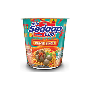 

MIE SEDAP CUP RAWIT BINGIT RASA BASO BLEDUK, AYAM JERIT DAN KARI MERCON 77G