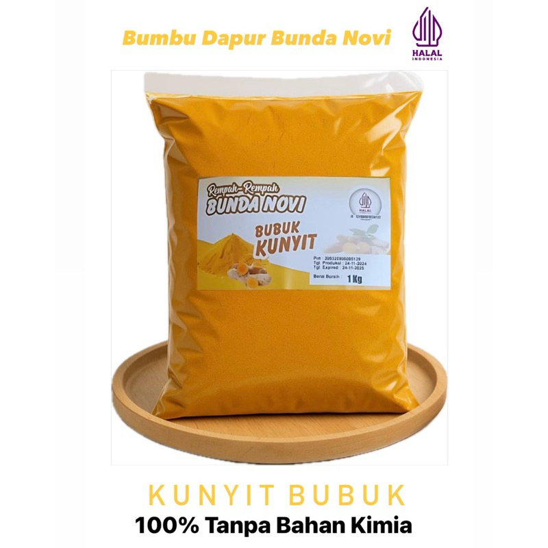 

Kunyit Bubuk 1Kg / Bumbu Dapur Masak / Aneka Bumbu Rempah Bubuk / Rempah Rempah Tanpa Campuran MSG 100% Halal
