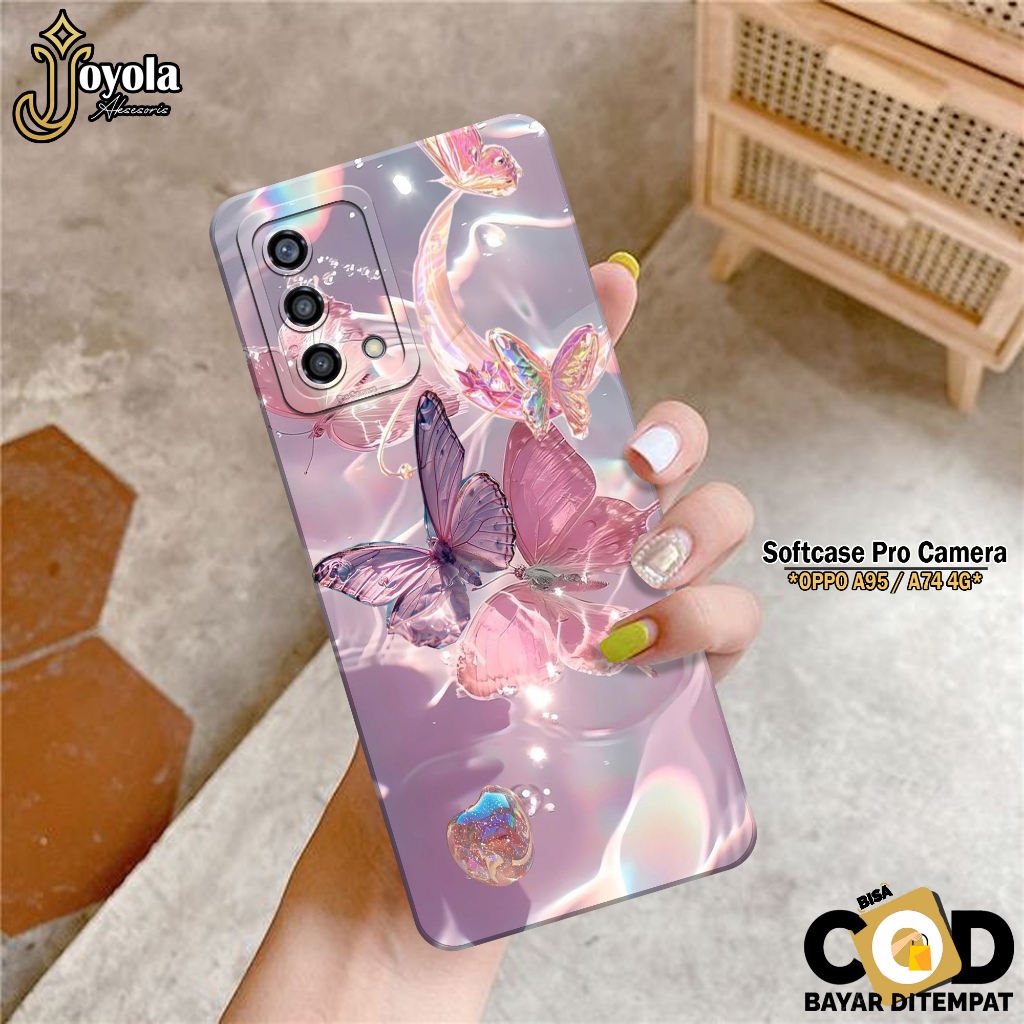 JOYOLA Case OPPO A95/A74 - Fahion Case Kupu Kupu - Softcase OPPO A95/A74 - Pro Camera - Casing OPPO 