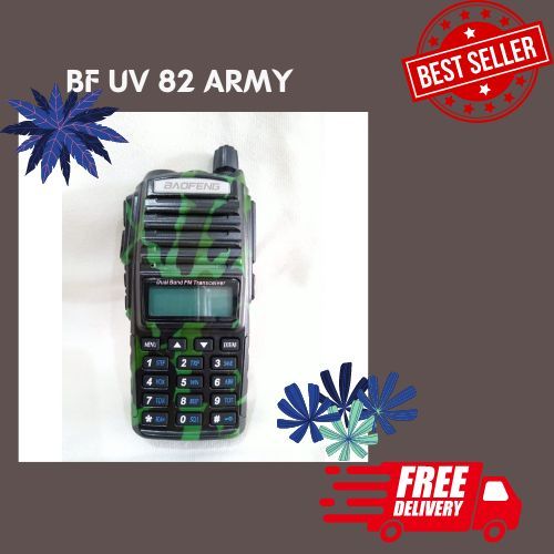 KIRIM LANGSUNG - HT UV 82 Army 5 Watt, Loreng Doreng Tentara Abri Hijau UV82