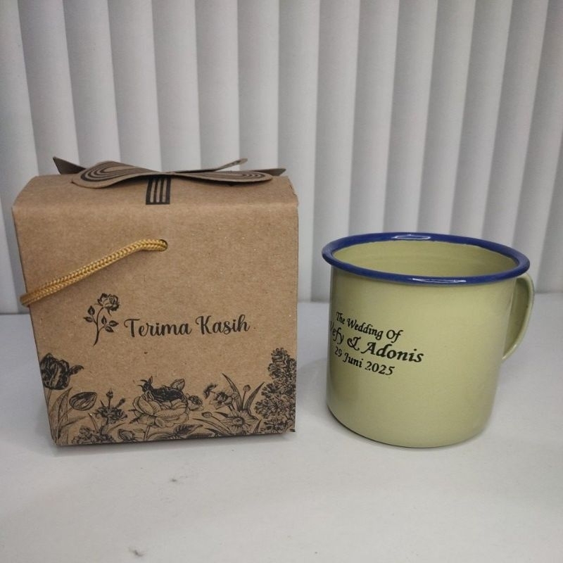 BOX COKLAT DUS KEMASAN CANGKIR GELAS MUG ENAMEL FREE TALI