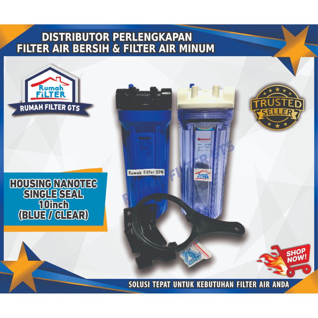 Housing Filter Nanotec 10 inch  -  Housing Clear Filter Air 10 in Nanotec SINGLE SEAL