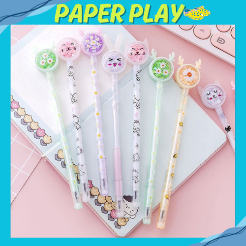

PAPERPLAY Pena Cute Karakter Gliter / Pulpen Tinta Cair Motif Kucing Bunga / Pena Gel P11 P12