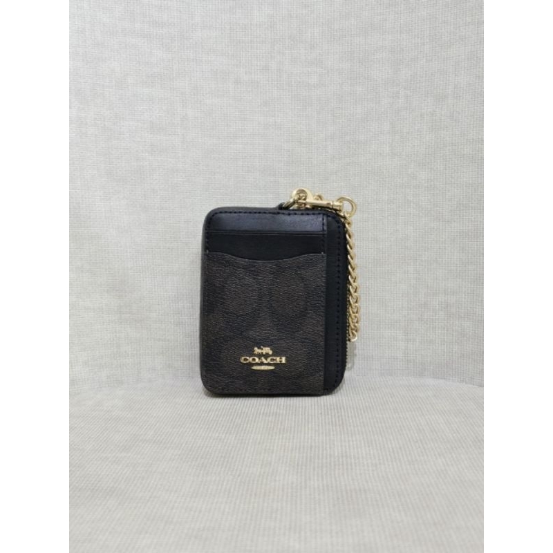Coach Signature Zip Card Case