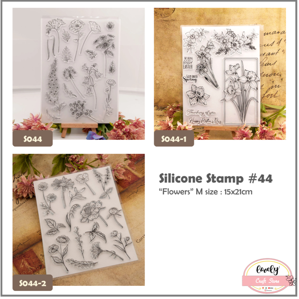 

LovelyCraftStore | S 44 Transparent Silicone Rubber Clear Stamp ~ Stempel Silikon Transparan Silicone Stamp Leaves, Bunga, Flowers, Daun, Kupu untuk journal, cards, art craft, scrapbook
