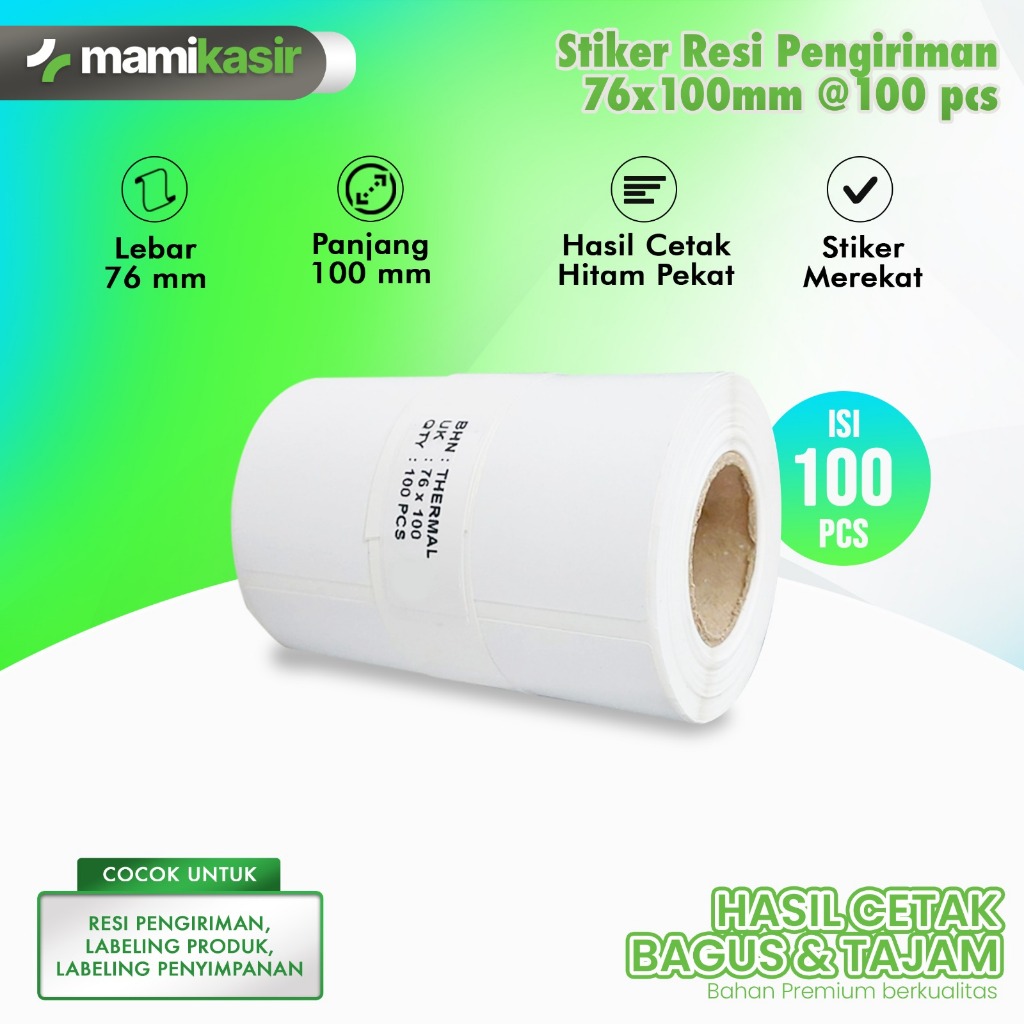 

MAMI KASIR Stiker Thermal Label Barcode 76x100mm - Roll isi 100 pcs