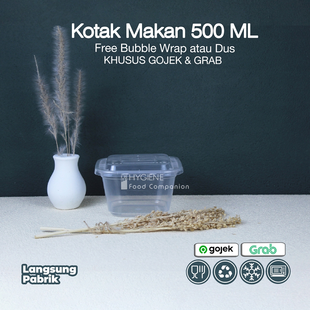 Thinwall Kotak Makan 500ml Plastik - Food Container Persegi 500ml
