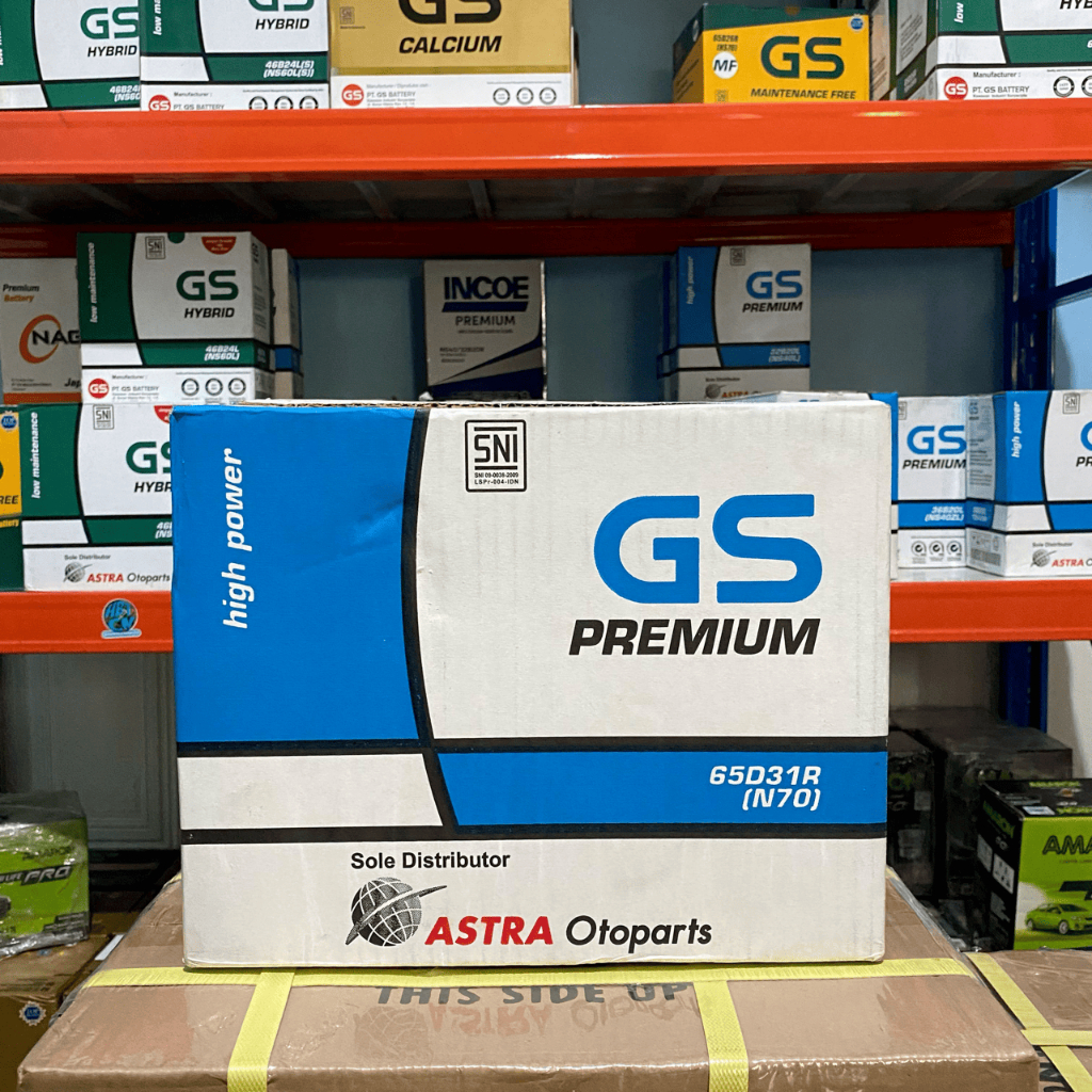 PUSAT AKI MOBIL GS PREMIUM N70 65D31R N 70 70AH MOBIL CEDRIC GRACE CARNIVAL BENSIN DMEX ELF NHR 55