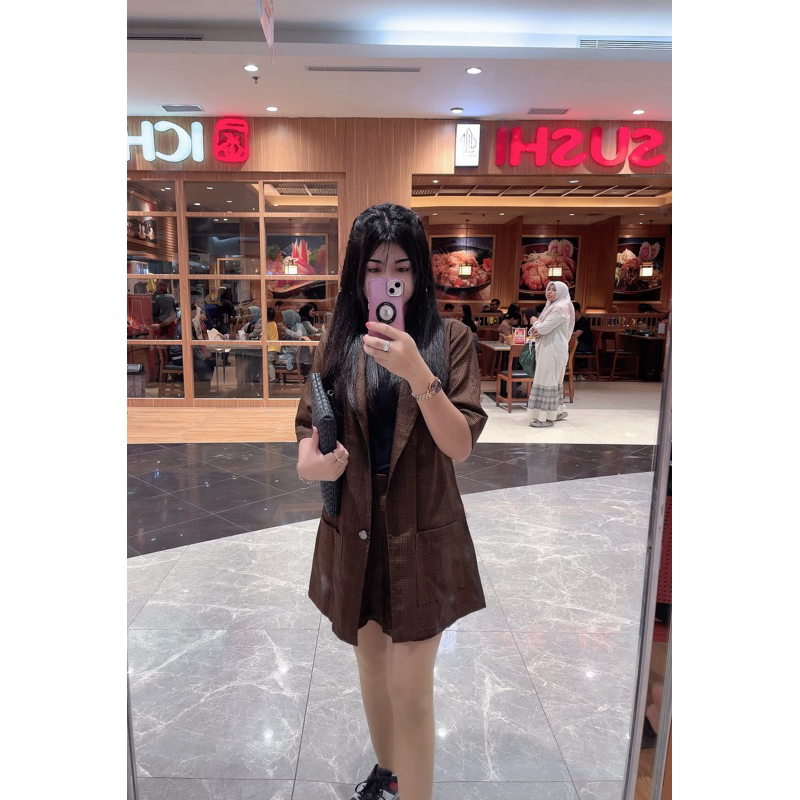 Termurah set wanita blazer+celana pendek