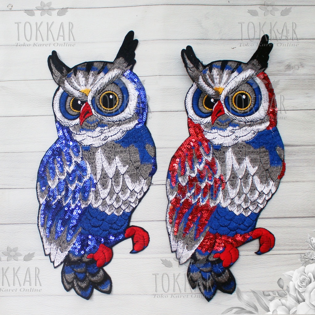 (Per Pcs) AP839 Patch Bordir Tempel Motif Burung Hantu / Bordir Hiasan Baju / Tempelan Baju