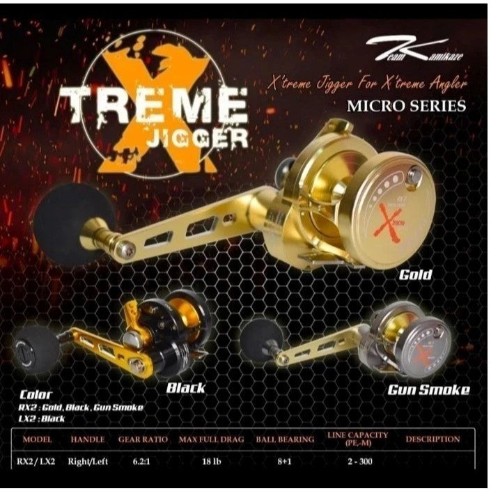 Team Kamikaze Fishing Reel Xtreme Jigger Micro Series LX2 - RX2
