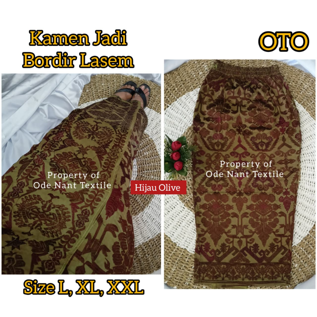 OTO & SYP / READY TO WEAR KAMEN JADI BORDIR LASEM KATUN STRAIT JUMBO XXL / KAMEN JADI SONGKET BORDIR