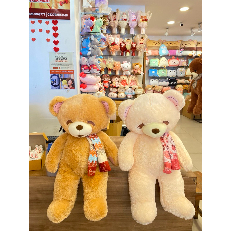 ORI ISTANA BONEKA ISBON TEDDY BEAR BERUANG BONEY BONITA WITH SYALL SIZE 63cm