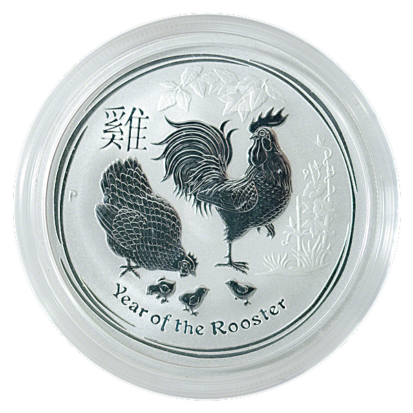 KOIN SILVER  ASLI AUSTRALIAN  1/2 OZ EDISI ZODIAK ROOSTER/AYAM JAGO  ELIZABETH II TAHUN 2017
