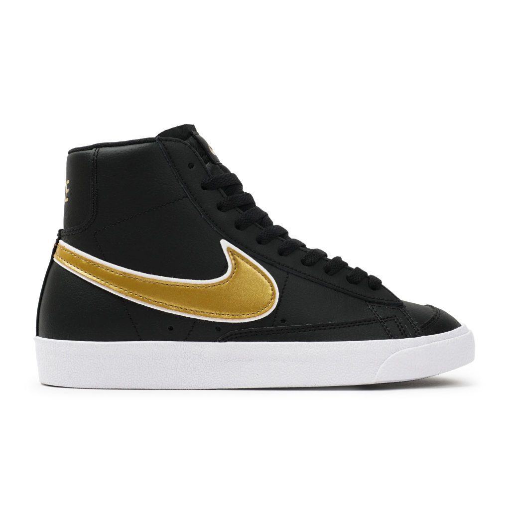 Nike Blazer Mid '77 Ess Womens Black Metallic Gold Sneakers Wanita ORIGINAL
