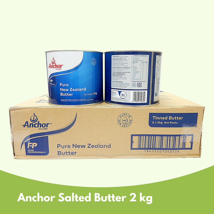 

Anchor Salted Butter 2kg - mentega pure butter ancor 2 kg - [1 DUS] isi 6 kaleng - GOJEK GRAB