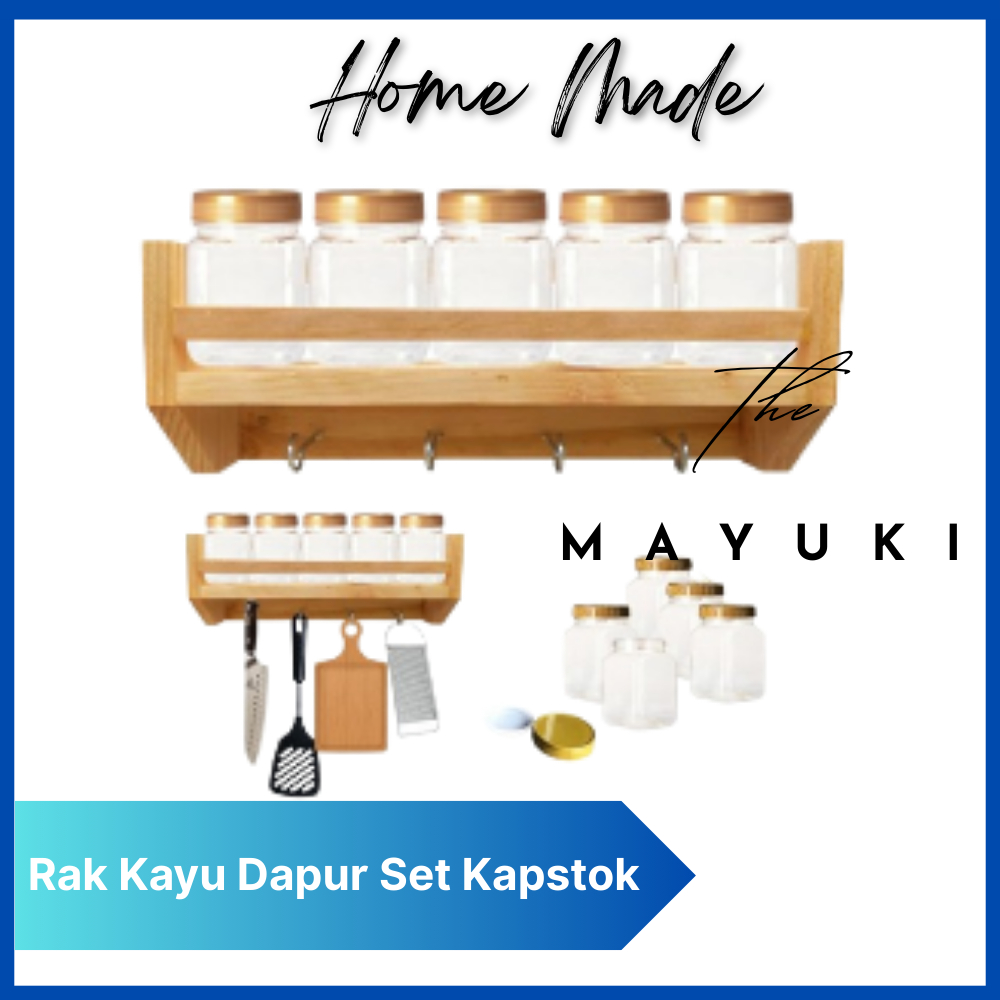 Rak Dapur Kayu Set Kapstok Rak Parfum Serbaguna